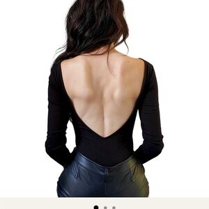 LBLC the Label Black Backless Long Sleeve Bodysuit